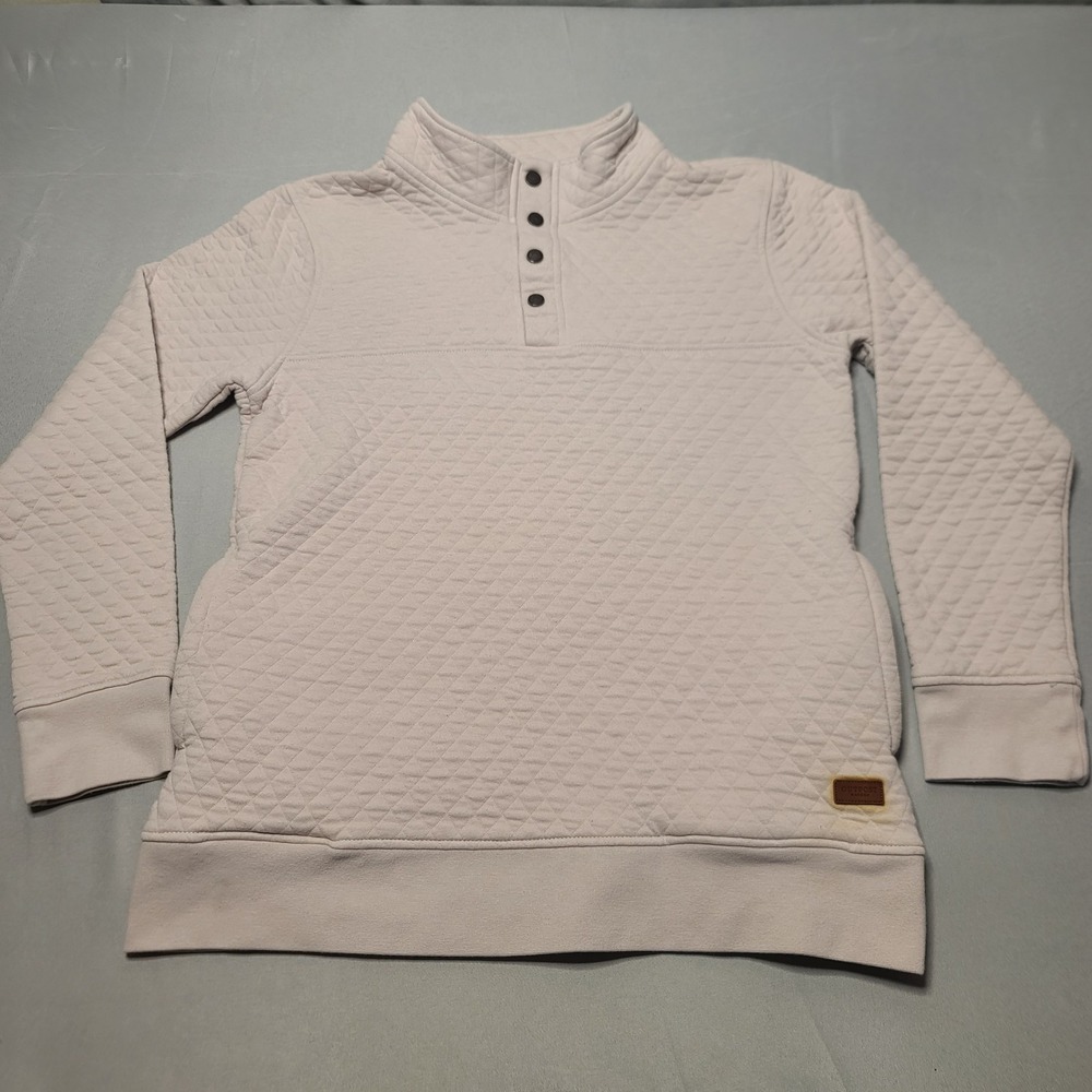 Outpost Makers Sweater Medium Quilted Henley Buttons Logo Classic‎